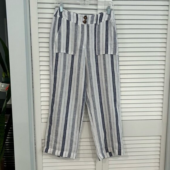 100 Linen Wide Leg Pants - Sailor Stripes - Picture 10 of 15